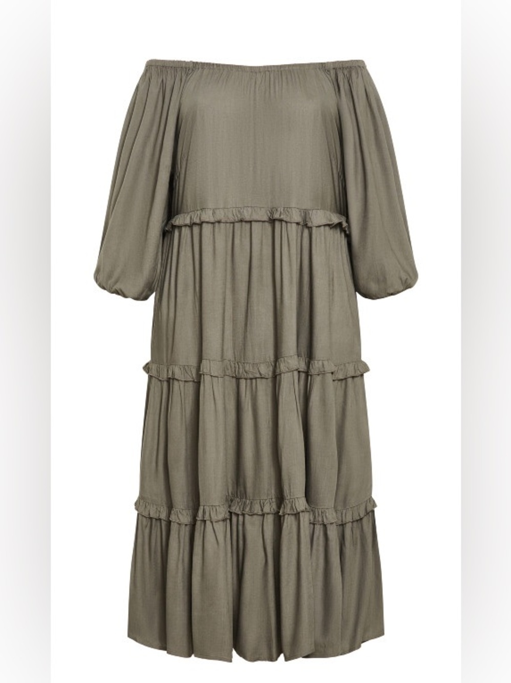 City Chic heather Olive Tiered Midi Dress  18W NWT - Picture 8 of 11